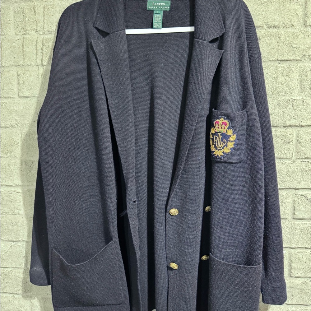 Ralph Lauren Navy Blue Blazer with Embroidered Crest